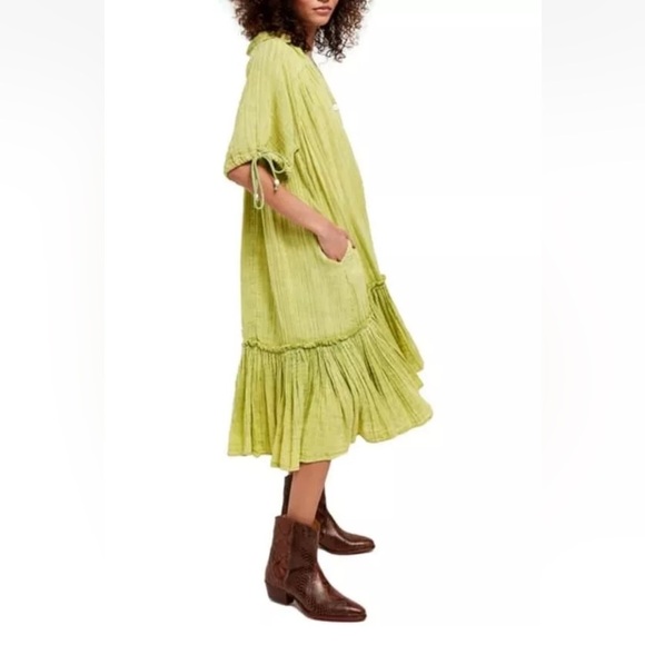 Free People Maya Midi Shirt Dress Faded Green Size XS - Picture 2 of 10